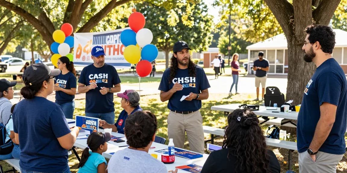 Casey Askar engaging with voters at a community event in FL-22