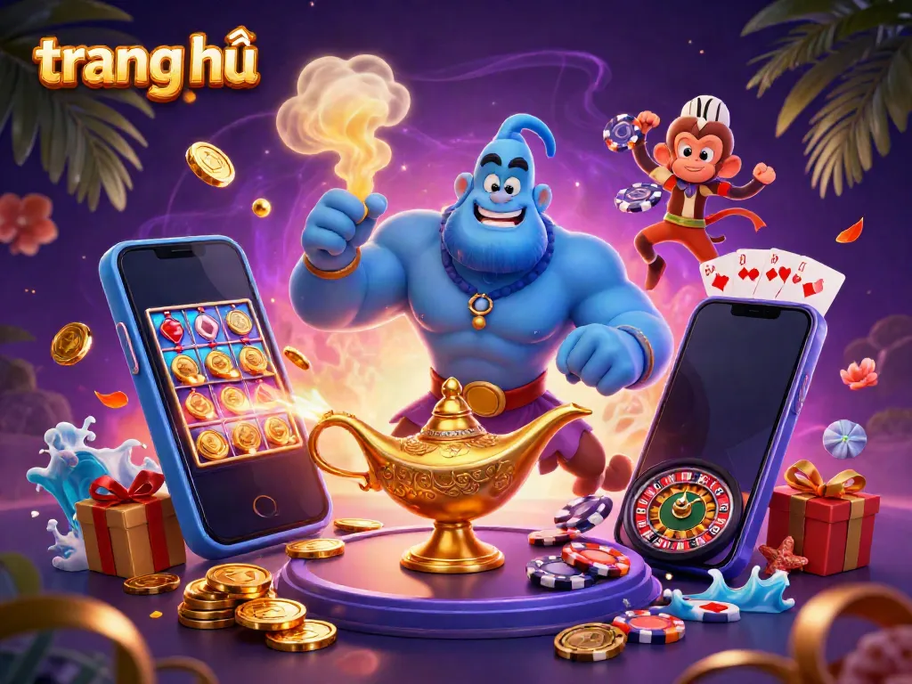 Experience the vibrant world of online gambling at trang chủ through this enchanting 3D scene.