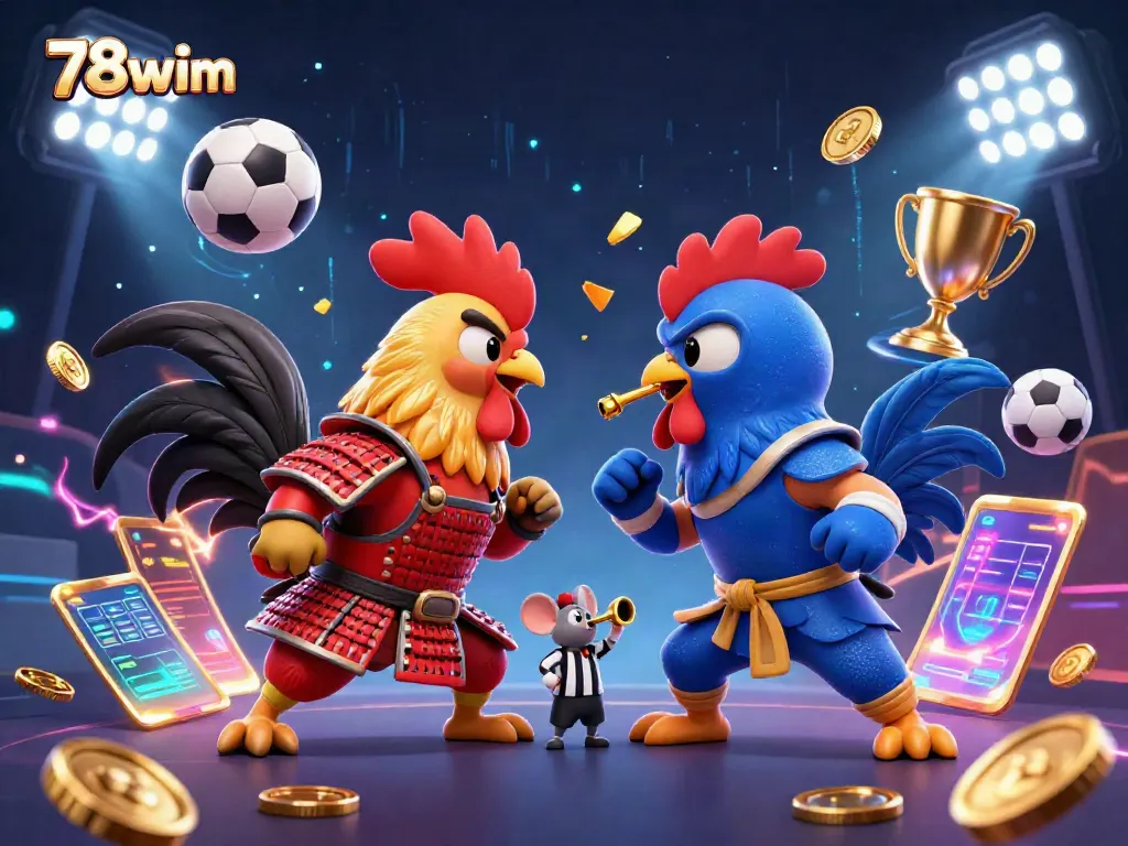 Engage with thrilling matchups at 78wim, where roosters duel amid dynamic sports betting elements.