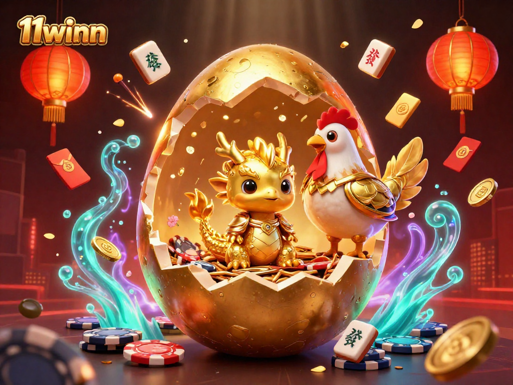 Experience the thrilling action of 11winn with a vibrant scene featuring a golden dragon and poker chips.