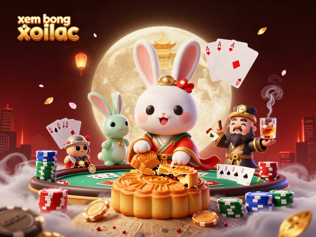 Experience xem bong da xoilac with vibrant dynamic visuals showcasing poker elements and folklore characters.
