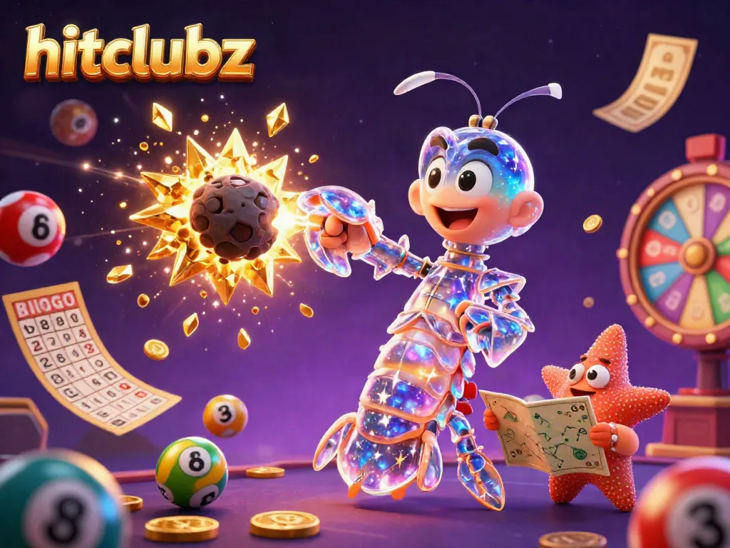 Experience the thrill at hitclubz with a vibrant casino illustration featuring galactic characters and gaming elements.