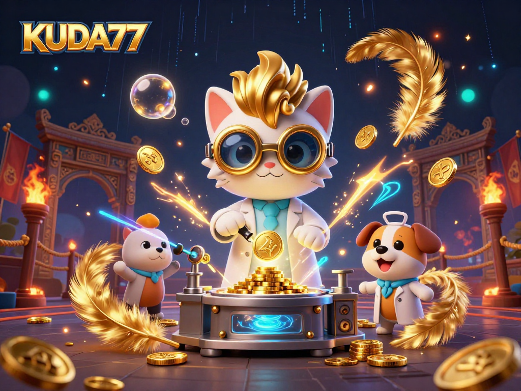Menangkan hadiah di KUDA77 dengan ilustrasi kasino yang energik dan mendebarkan.