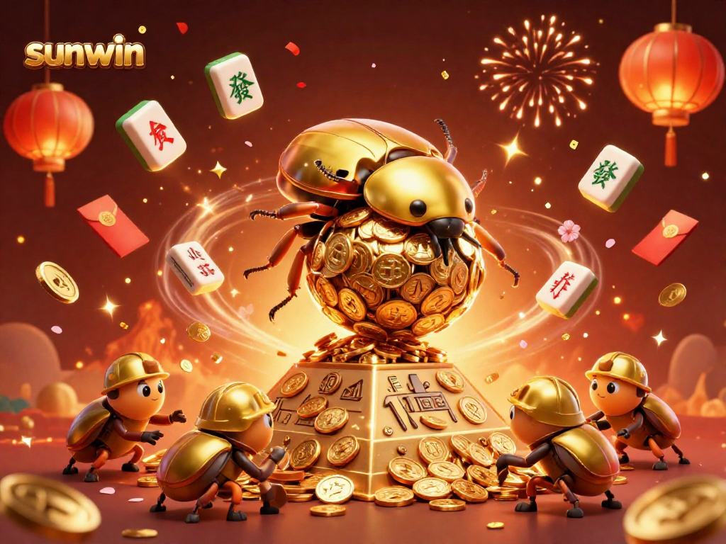 Join the excitement at sunwin with a vibrant casino illustration showcasing dynamic luck symbols.