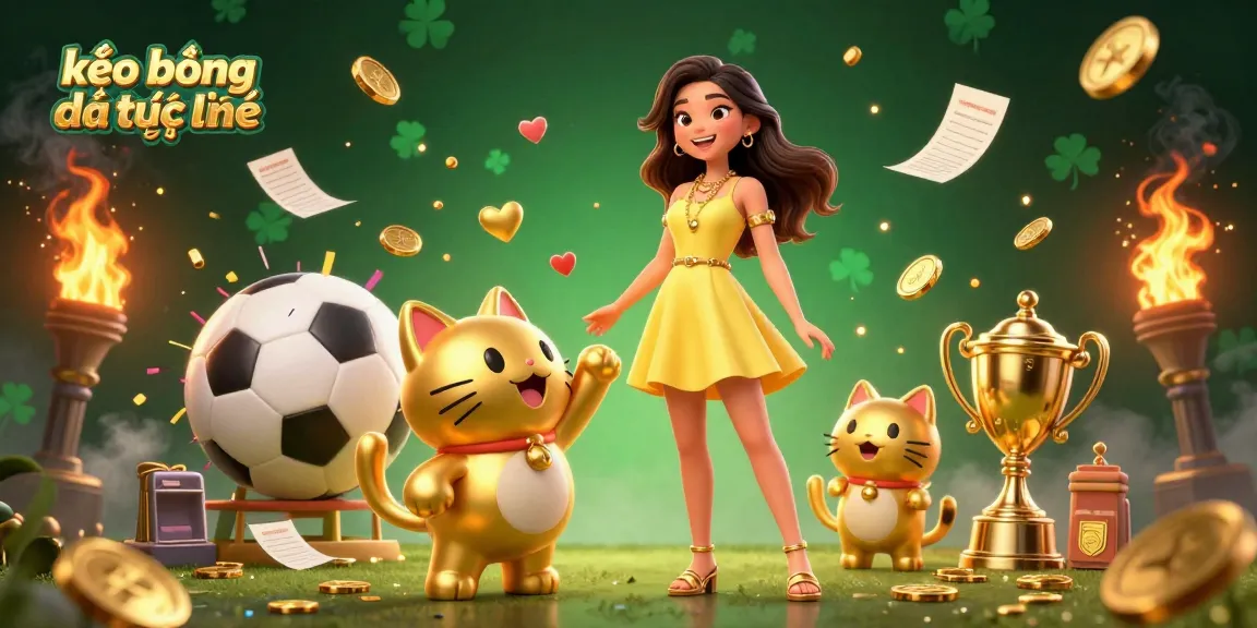 Bet on kèo bóng đá trực tuyến with engaging sports betting visuals showing trophies and coins.