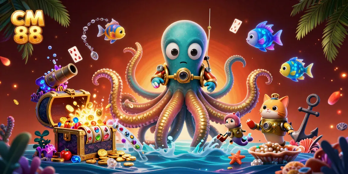 Experience the thrill of cm 88 slots with a cartoon kraken, diving cat, and dazzling treasures.