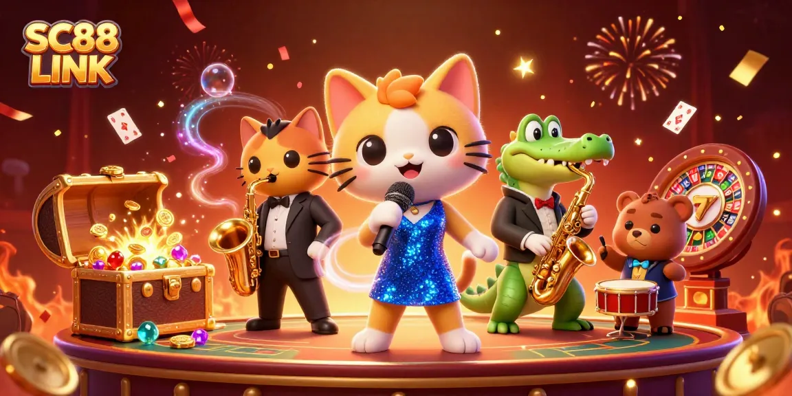 Engage with SC88 LINK while enjoying vibrant casino thrills featuring animated characters.
