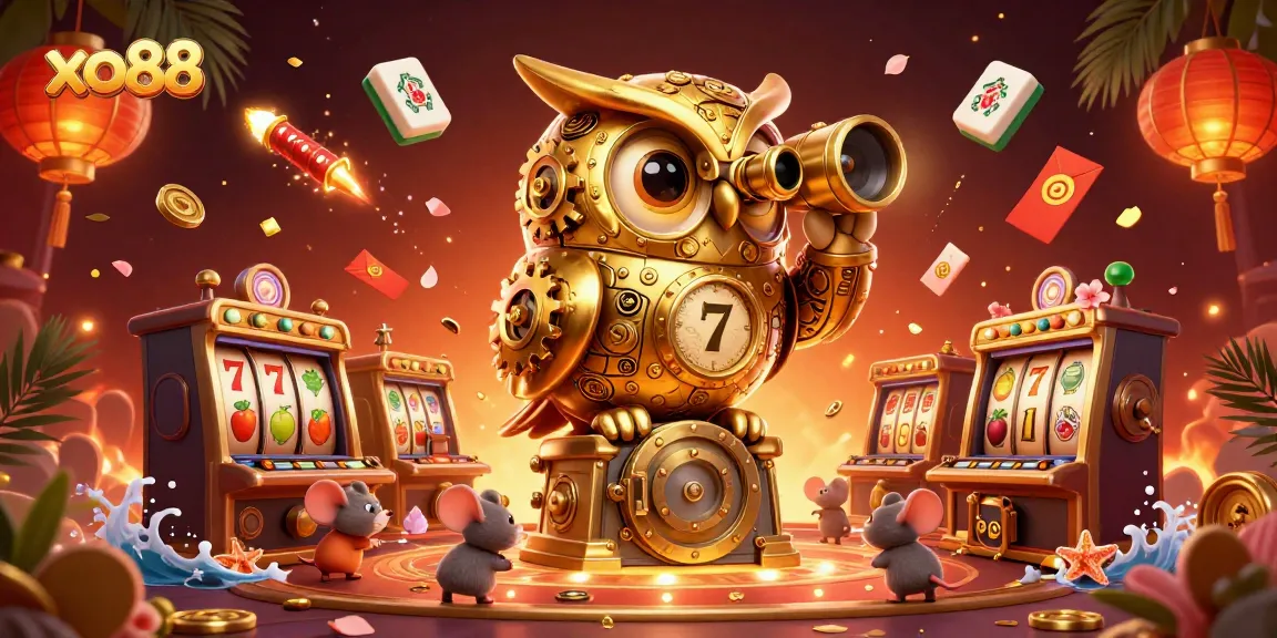 Engage with the vibrant world of xo88 casino gaming featuring a colorful 3D owl guiding players.