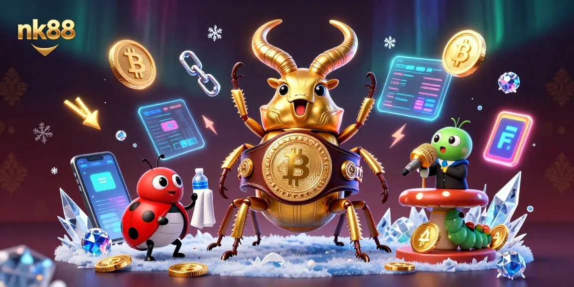 Engage in thrilling games at nk88 with enchanting cryptocurrency visuals and vibrant illustrations.