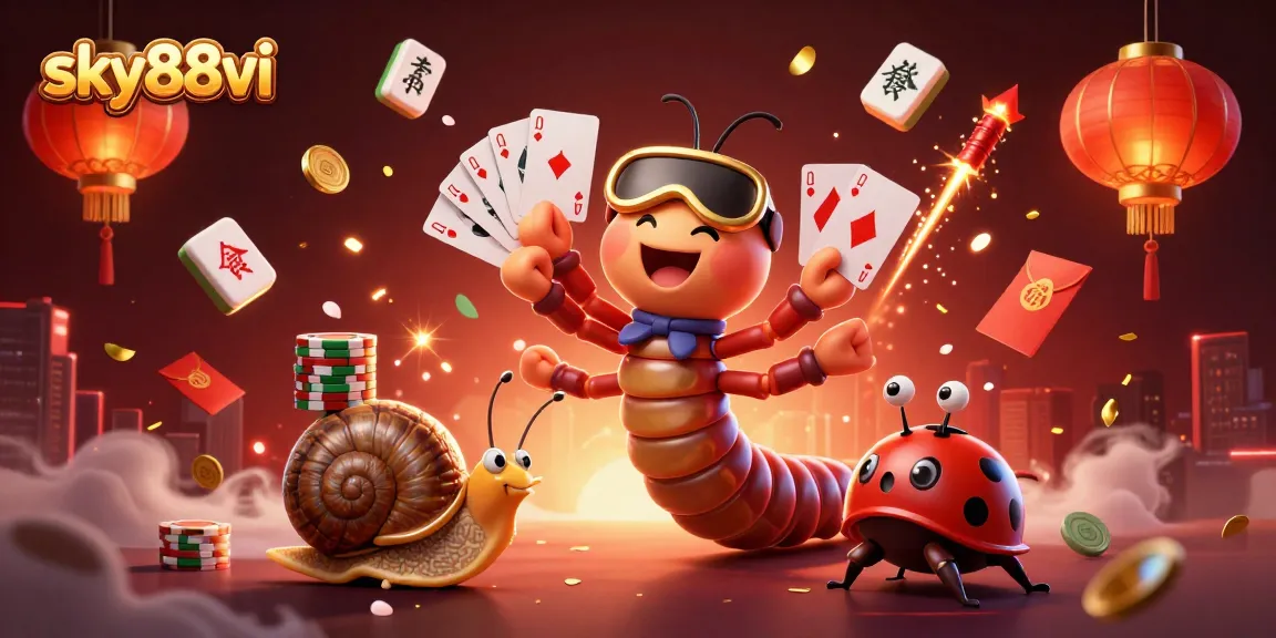 Experience the excitement of sky88vi with a vibrant casino scene featuring a millipede dealer and high-roller action.